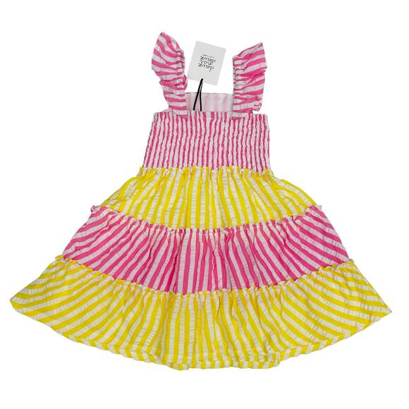 NWT Deux Par Deux Size 7 Striped Seersucker Dress in Aurora Pink - Picture 4 of 5